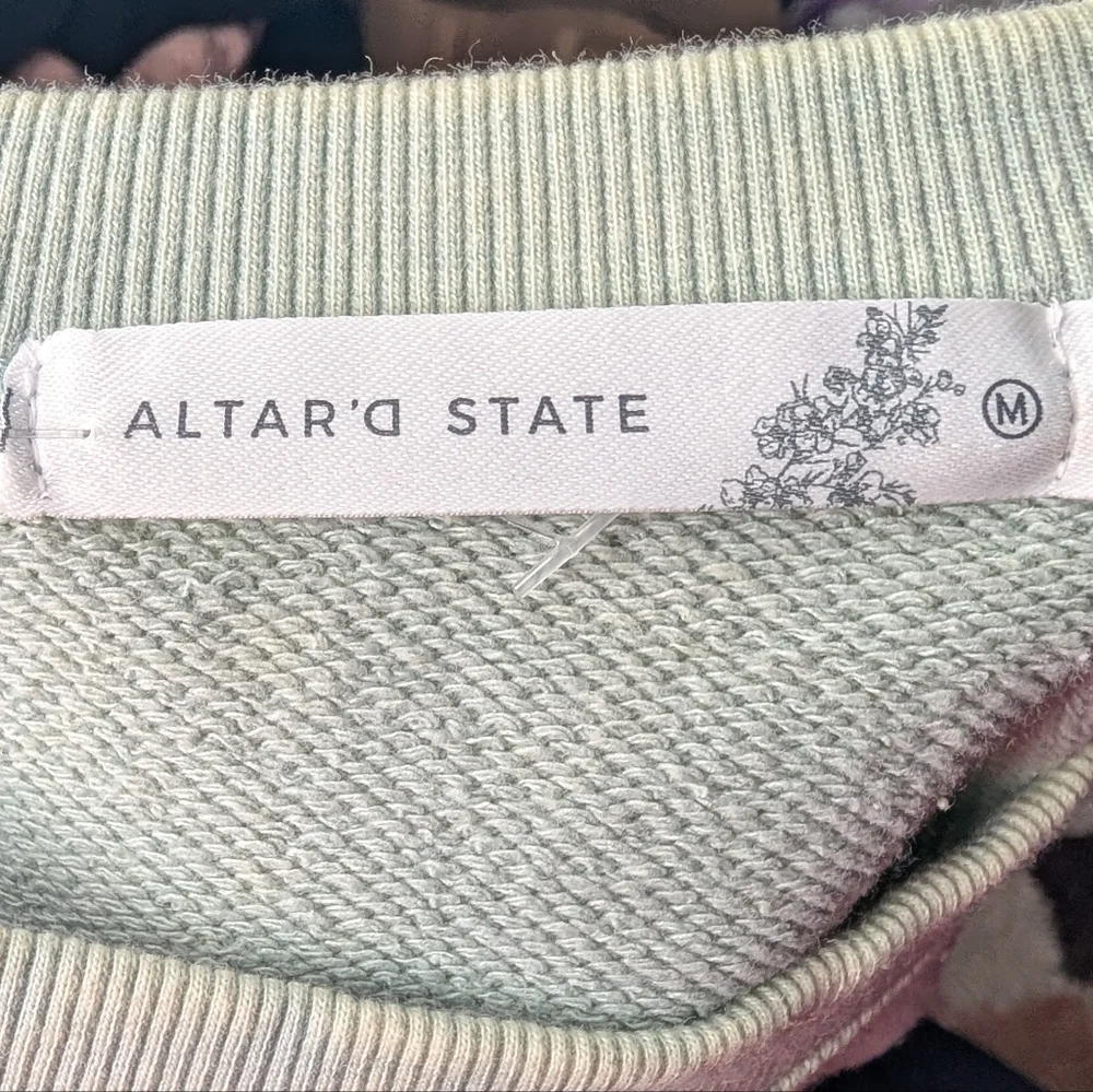 Altar'd State Kaia Crochet Flutter Sleeve Top in Green Sage | Size M - Picture 4 of 5